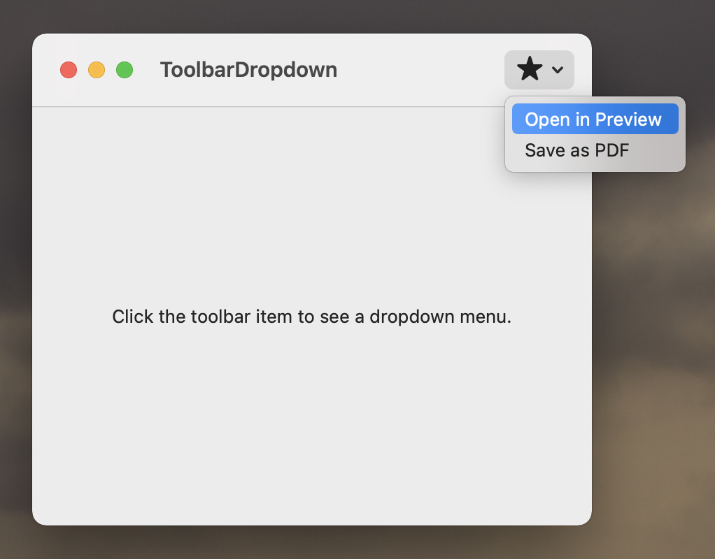 toolbar dropdown