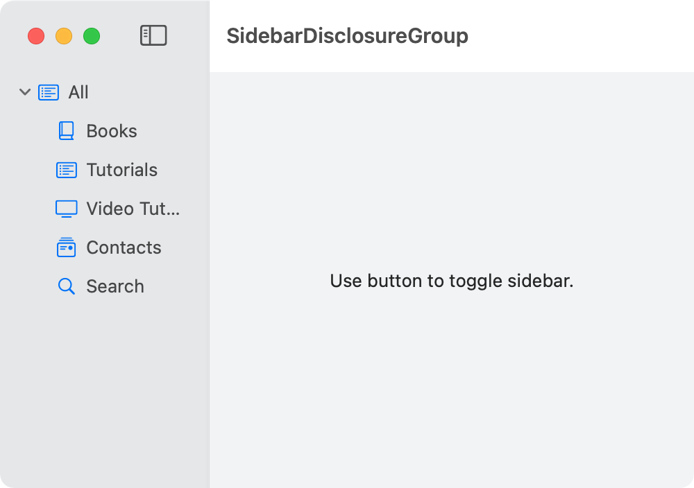 sidebar disclosuregroup